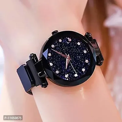 Stylish Black Synthetic Leather Analog Watches For Women-thumb0