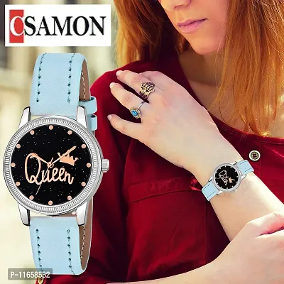 Stylish Blue Synthetic Leather Analog Watches For Women-thumb0