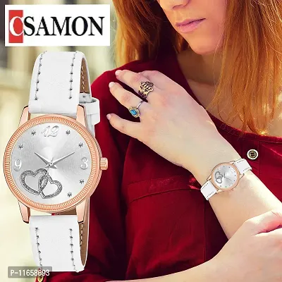 Stylish White Synthetic Leather Analog Watches For Women-thumb0