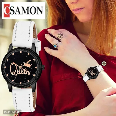 Stylish White Synthetic Leather Analog Watches For Women-thumb0