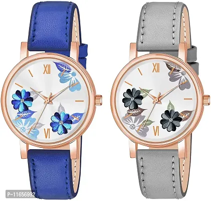 Stylish Multicoloured Synthetic Leather Analog Watches Combo For Women