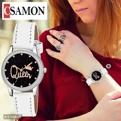 Stylish White Synthetic Leather Analog Watches For Women-thumb0