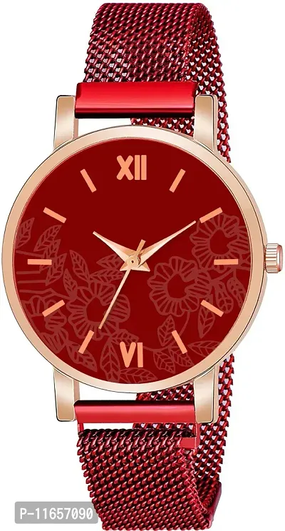 Stylish Red Metal Analog Watches For Women
