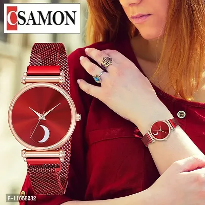 Stylish Red Metal Analog Watches For Women-thumb0