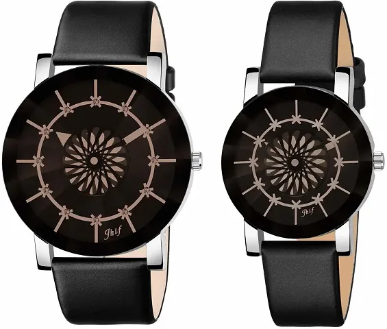 The Shopoholic Analogue Black Prizem Shape Surface Dial Couple Watch-(HK-507-509)