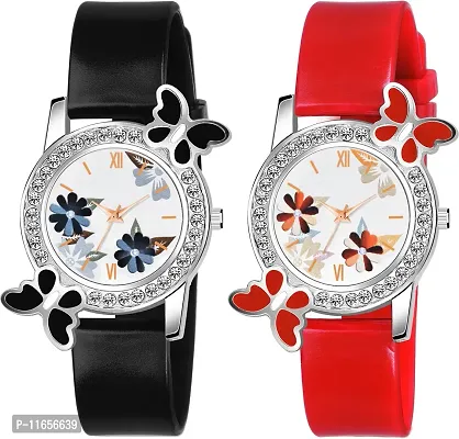 Stylish Multicoloured PU Analog Watches Combo For Women