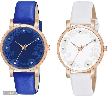 Stylish Multicoloured Synthetic Leather Analog Watches Combo For Women