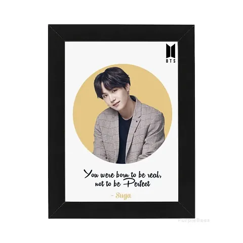 Bts Suga Quote  Photo Frame By Purplebees |  Size- 5.5*7.5 Inch | Bts Poster Table Frame Black | Gift For Bts Army Fan Merch   Notebooks