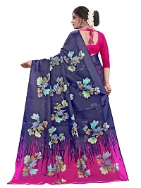 Beautiful Blue Cotton Blend  Self Pattern Saree For Women-thumb2