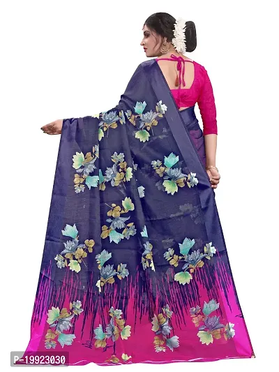 Beautiful Blue Cotton Blend  Self Pattern Saree For Women-thumb3