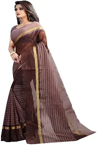 Beautiful Brown Polycotton  Self Pattern Saree For Women-thumb1