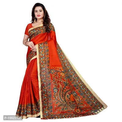 Beautiful Orange Khadi  Self Pattern Saree For Women-thumb0