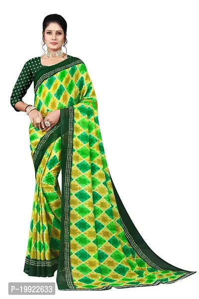 Beautiful Green Georgette  Self Pattern Saree For Women