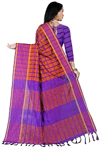 Beautiful Orange Cotton Silk  Self Pattern Saree For Women-thumb3