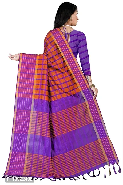 Beautiful Orange Cotton Silk  Self Pattern Saree For Women-thumb4