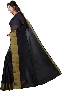 Beautiful Black Polycotton  Self Pattern Saree For Women-thumb1