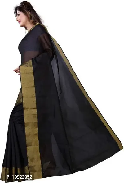 Beautiful Black Polycotton  Self Pattern Saree For Women-thumb2