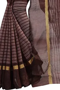 Beautiful Brown Polycotton  Self Pattern Saree For Women-thumb3