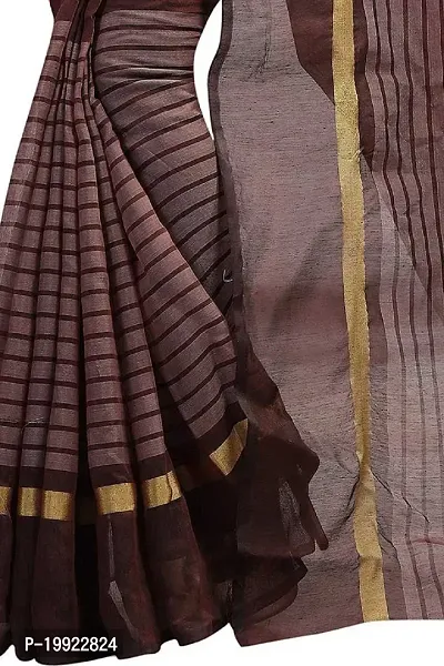 Beautiful Brown Polycotton  Self Pattern Saree For Women-thumb4