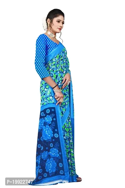 Beautiful Blue Georgette  Self Pattern Saree For Women-thumb3