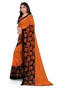 Beautiful Orange Georgette  Self Pattern Saree For Women-thumb2