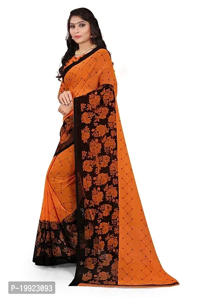 Beautiful Orange Georgette  Self Pattern Saree For Women-thumb3