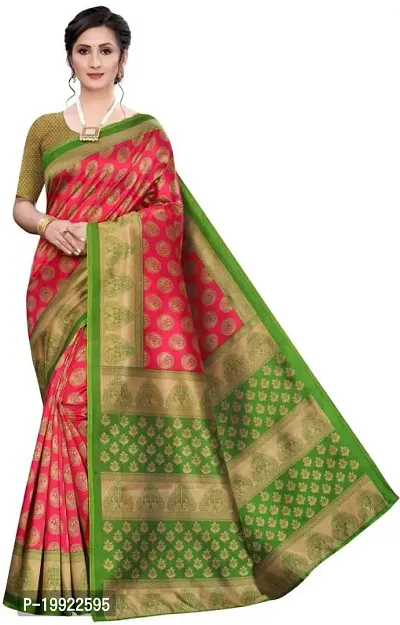 Beautiful Green Art Silk  Self Pattern Saree For Women