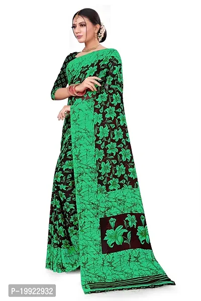 Beautiful Green Georgette  Self Pattern Saree For Women-thumb3