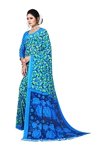 Beautiful Blue Georgette  Self Pattern Saree For Women-thumb1