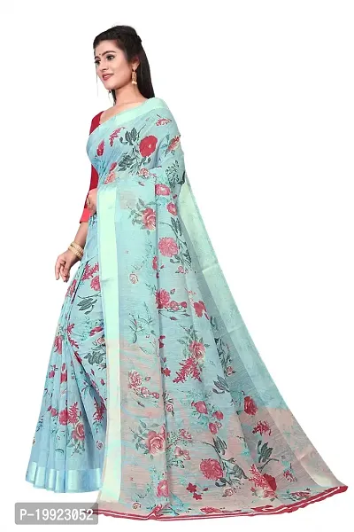 Beautiful Blue Cotton Blend  Self Pattern Saree For Women-thumb2