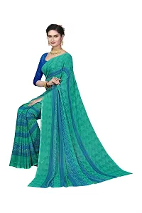 Beautiful Blue Georgette  Self Pattern Saree For Women-thumb2