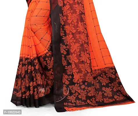 Beautiful Orange Georgette  Self Pattern Saree For Women-thumb3