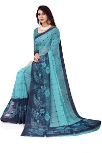 Beautiful Blue Georgette  Self Pattern Saree For Women-thumb4