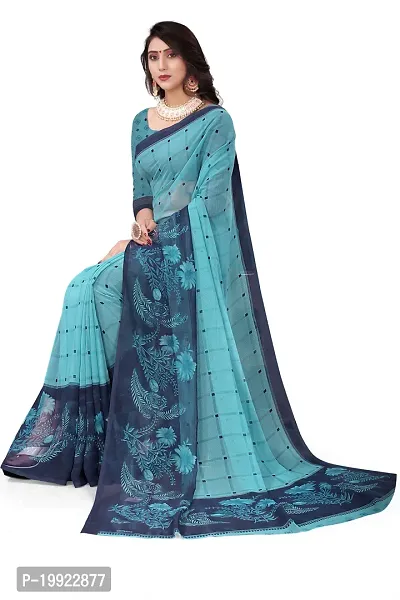 Beautiful Blue Georgette  Self Pattern Saree For Women-thumb5