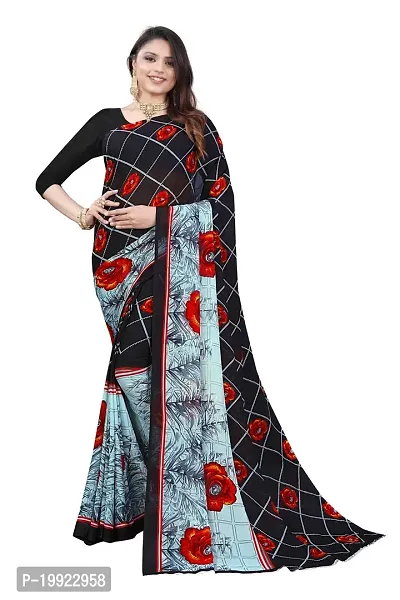 Beautiful Black Georgette  Self Pattern Saree For Women-thumb0