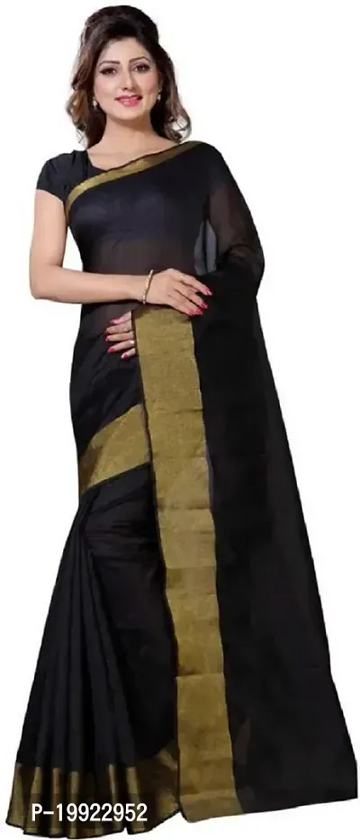 Beautiful Black Polycotton  Self Pattern Saree For Women-thumb0