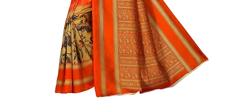 Beautiful Orange Art Silk  Self Pattern Saree For Women-thumb4