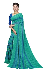 Beautiful Blue Georgette  Self Pattern Saree For Women-thumb1