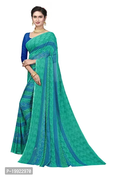 Beautiful Blue Georgette  Self Pattern Saree For Women-thumb2