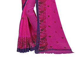 Beautiful Pink Georgette  Self Pattern Saree For Women-thumb1