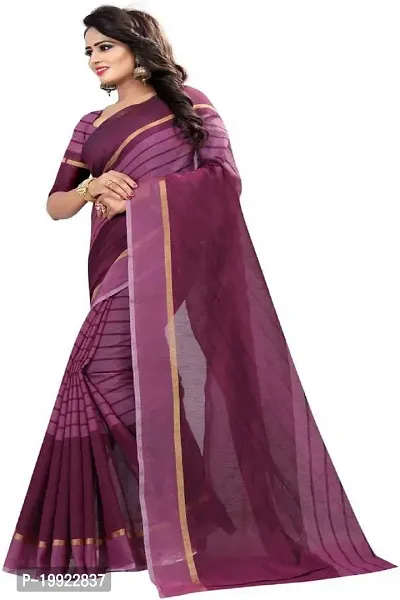 Beautiful Magenta Polycotton  Self Pattern Saree For Women-thumb2