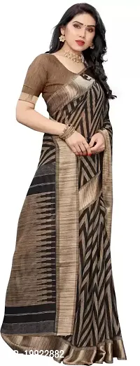 Beautiful Black Cotton Blend  Self Pattern Saree For Women-thumb2