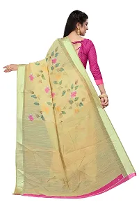 Beautiful Beige Cotton Blend  Self Pattern Saree For Women-thumb3