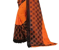 Beautiful Orange Georgette  Self Pattern Saree For Women-thumb2