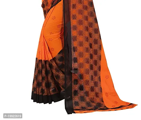 Beautiful Orange Georgette  Self Pattern Saree For Women-thumb3