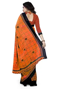 Beautiful Orange Georgette  Self Pattern Saree For Women-thumb1