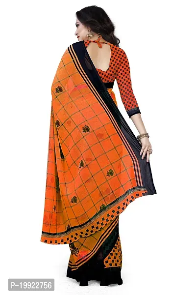 Beautiful Orange Georgette  Self Pattern Saree For Women-thumb2