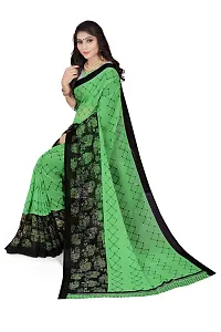 Beautiful Green Georgette  Self Pattern Saree For Women-thumb4