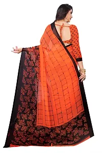 Beautiful Orange Georgette  Self Pattern Saree For Women-thumb4