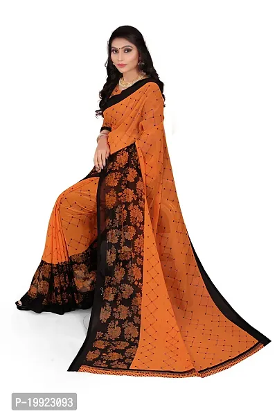 Beautiful Orange Georgette  Self Pattern Saree For Women-thumb5